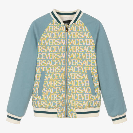 Versace-Teen Boys Blue & Gold Bomber Jacket | Childrensalon Outlet