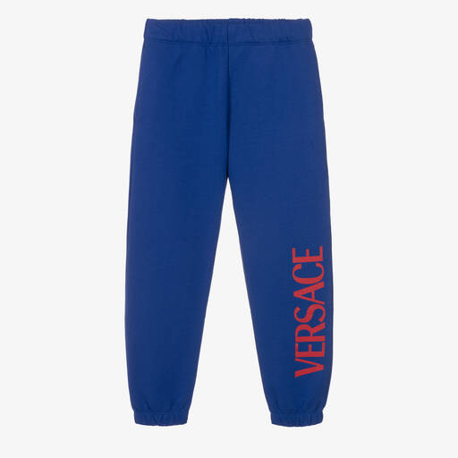 Versace-Teen Boys Blue Logo Cotton Joggers | Childrensalon Outlet
