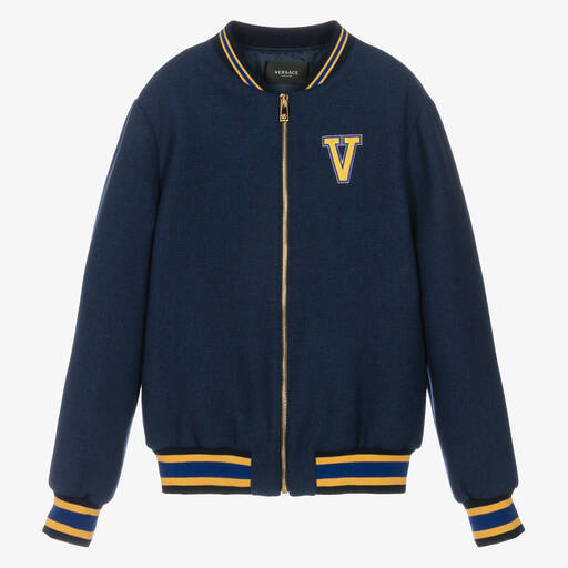 Versace-Blaue Teen Medusa Wolljacke | Childrensalon Outlet