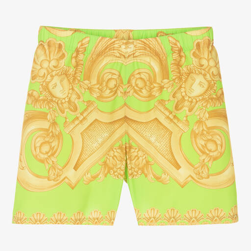 Versace-Teen Barocco Badeshorts in Grün & Gold | Childrensalon Outlet