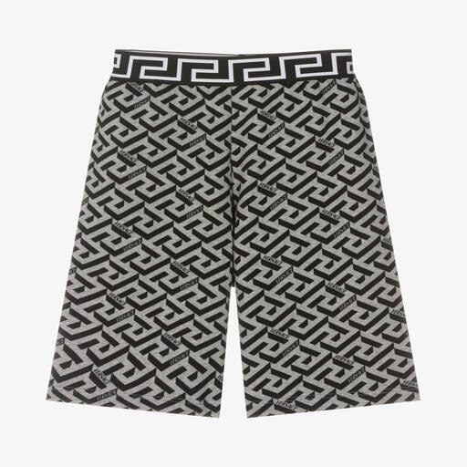 Versace-Teen Boys Grey & Black Logo Shorts | Childrensalon Outlet