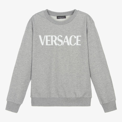 Versace-سويتشيرت تينز ولادي قطن لون رمادي | Childrensalon Outlet