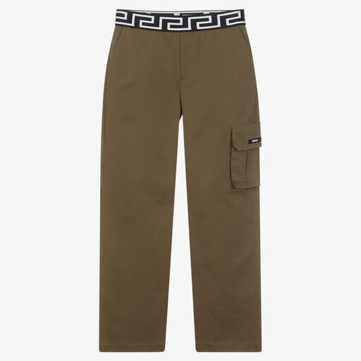 Versace-Khakigrüne Teen Greca Hose | Childrensalon Outlet