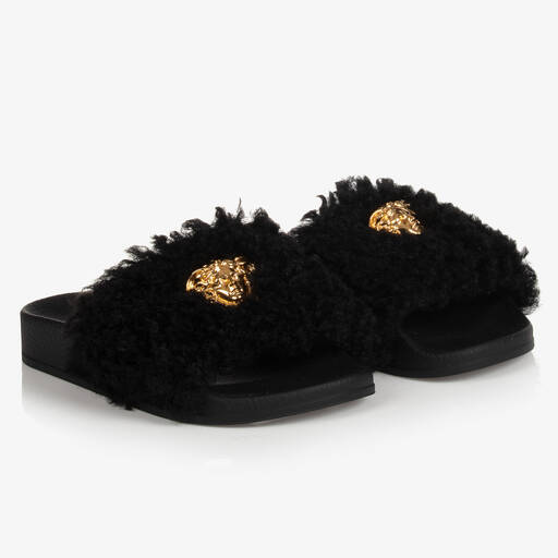 Versace-Teen Faux Fur Medusa Sliders | Childrensalon Outlet