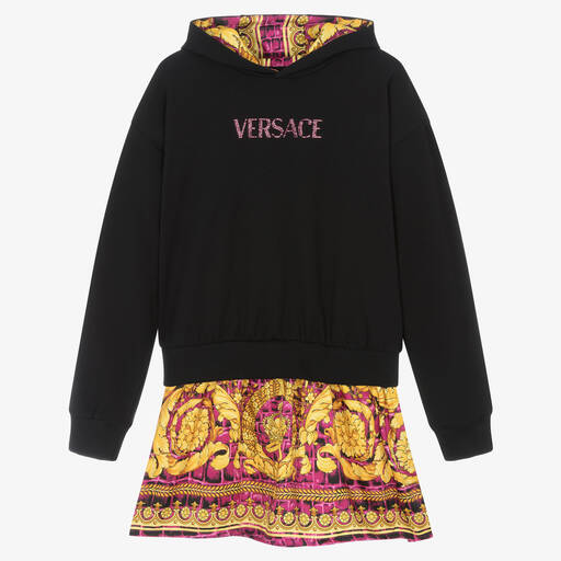 Versace-Teen Girls Black, Pink & Gold Barocco Dress | Childrensalon Outlet