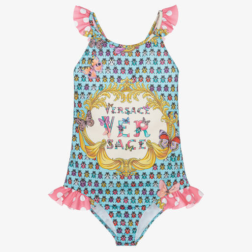 Versace-Teen Girls Blue Baroque Ladybird Swimsuit | Childrensalon Outlet