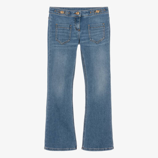 Versace-Teen Girls Blue Denim Flared Jeans | Childrensalon Outlet