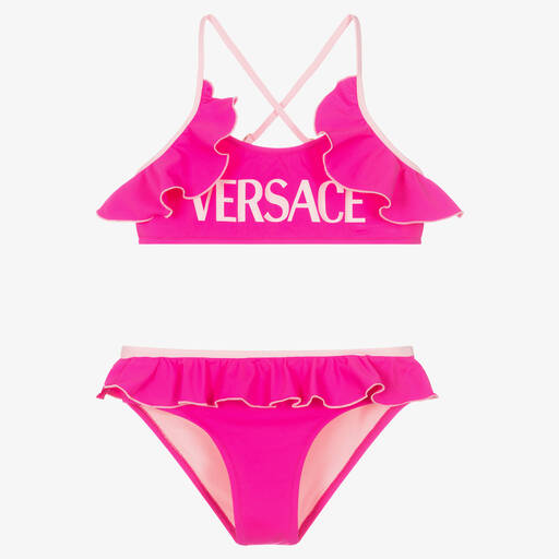 Versace-مايو بيكيني تينز بناتي لون زهري فيوشيا | Childrensalon Outlet