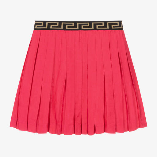 Versace-Teen Girls Fuchsia Pink Pleated Satin Skirt | Childrensalon Outlet