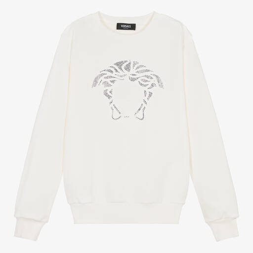 Versace-Teen Girls Ivory Cotton Sweatshirt | Childrensalon Outlet