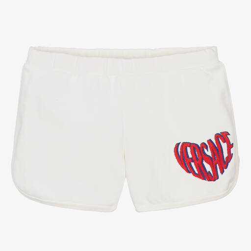Versace-Teen Girls Ivory Heart Cotton Shorts | Childrensalon Outlet