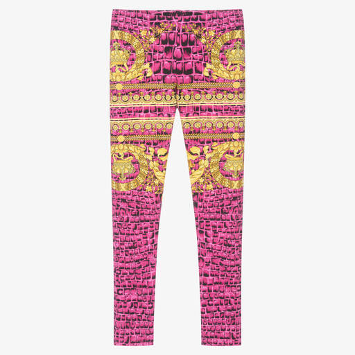 Versace-Розовые легинсы с принтом Barocco | Childrensalon Outlet
