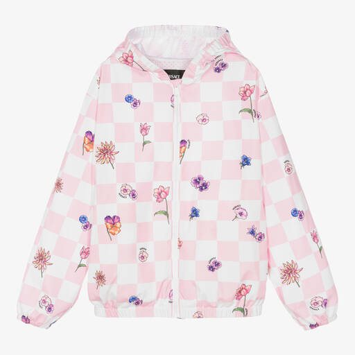 Versace-Розовая куртка в клетку для девочек-подростков | Childrensalon Outlet