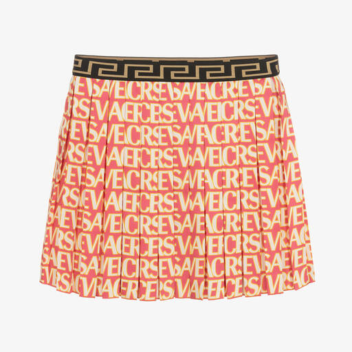 Versace-Teen Girls Pink & Gold Pleated Skirt | Childrensalon Outlet