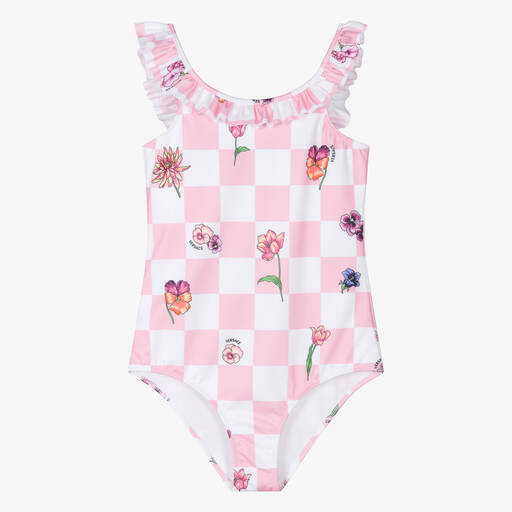 Versace-Розово-белый купальник с цветами для подростков | Childrensalon Outlet