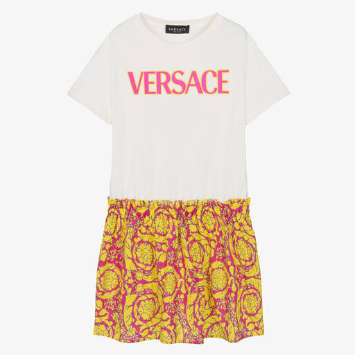 Versace-Teen Girls Pink & Yellow Barocco Dress | Childrensalon Outlet