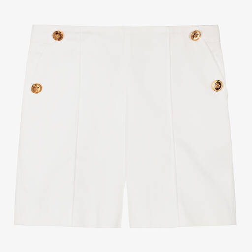 Versace-Teen Girls White Cotton Twill Sailor Shorts | Childrensalon Outlet