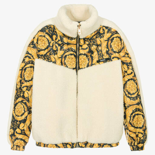Versace-Teen Gold Barocco & Teddy Fleece Jacket | Childrensalon Outlet