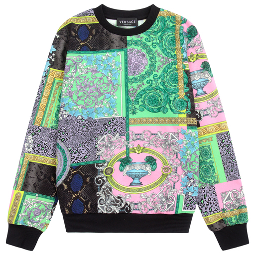 Versace-Grünes Teen Sweatshirt mit Barocco-Print | Childrensalon Outlet