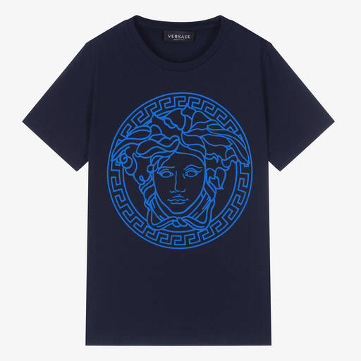 Versace-Navyblaues Baumwoll-Medusa-T-Shirt | Childrensalon Outlet