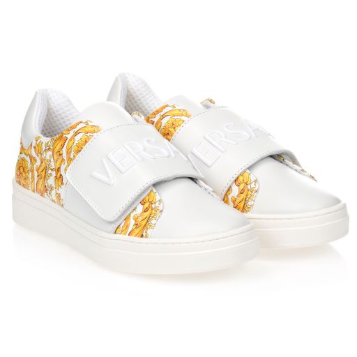 Versace-Teen White Barocco Trainers  | Childrensalon Outlet