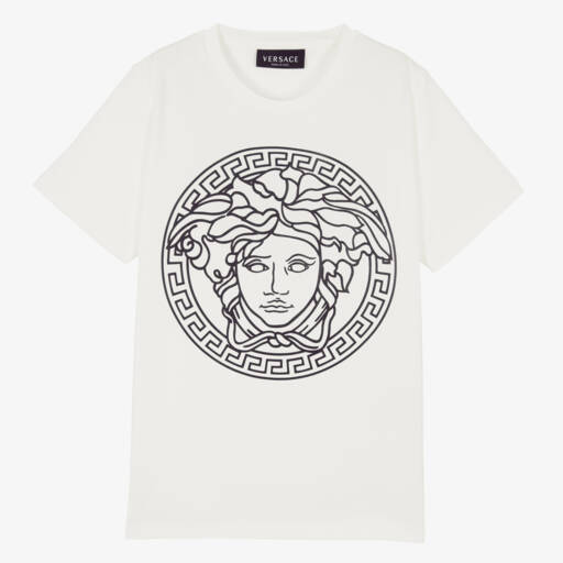 Versace-Teen White Cotton Medusa T-Shirt | Childrensalon Outlet