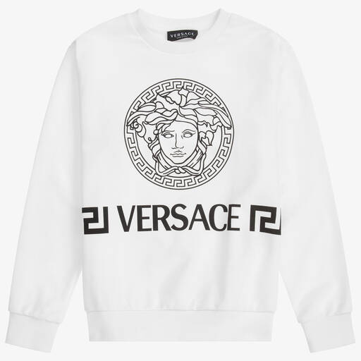 Versace-Белая толстовка с логотипом для подростков | Childrensalon Outlet