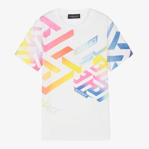Versace-Teen White Logo T-Shirt | Childrensalon Outlet