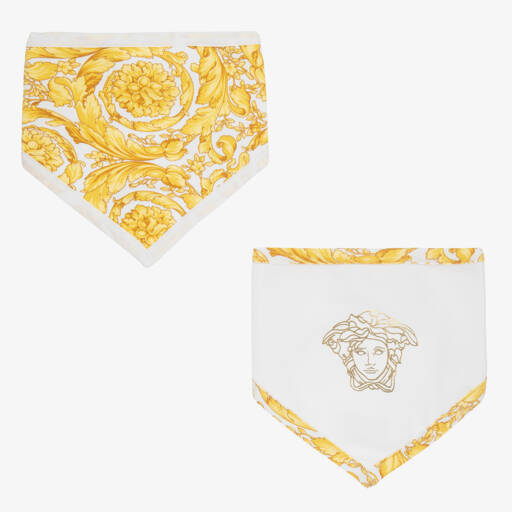 Versace-White & Gold Bibs (2 Pack) | Childrensalon Outlet