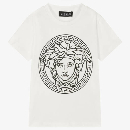 Versace-White Medusa Cotton T-Shirt | Childrensalon Outlet