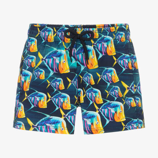 Vilebrequin-Boys Blue Fish Print Swim Shorts | Childrensalon Outlet