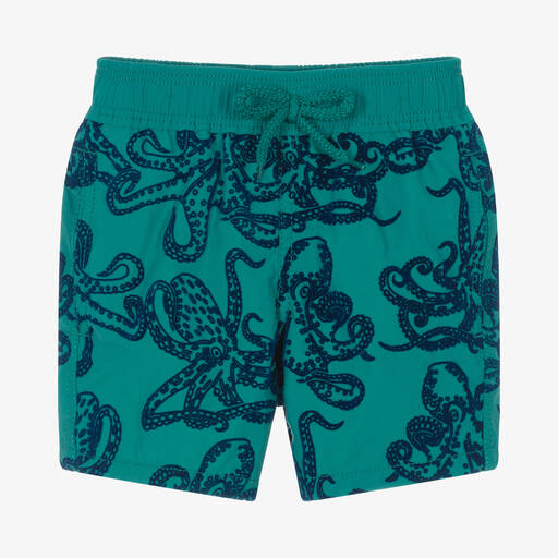 Vilebrequin-Зеленые плавки-шорты с синими осьминогами | Childrensalon Outlet