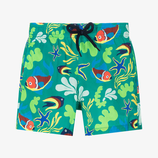 Vilebrequin-Boys Green Tropical Fish Swim Shorts | Childrensalon Outlet
