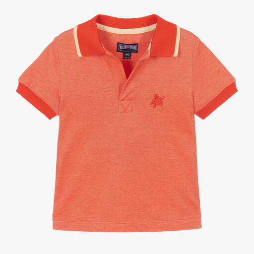Vilebrequin-Boys Orange Cotton Polo Shirt | Childrensalon Outlet