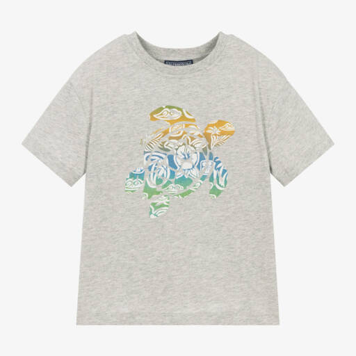 Vilebrequin-Boys Sea Turtle Grey T-Shirt | Childrensalon Outlet