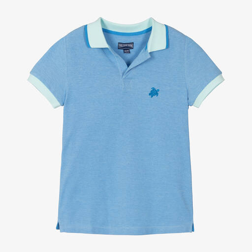 Vilebrequin-Teen Boys Blue Organic Cotton Polo Shirt | Childrensalon Outlet