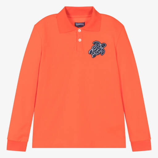 Vilebrequin-Teen Boys Orange Piqué Polo Shirt | Childrensalon Outlet