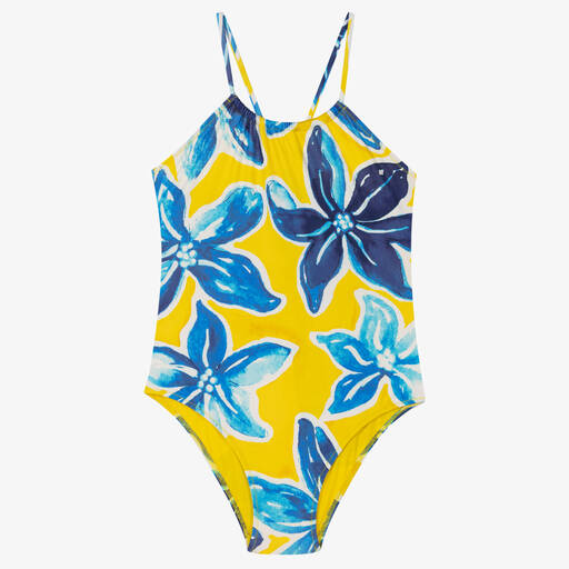 Vilebrequin-Maillot de bain jaune bleu à fleurs | Childrensalon Outlet