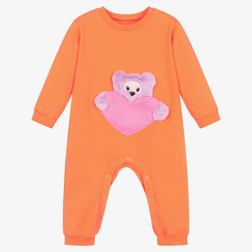 Wauw Capow-Оранжевый ромпер с медвежонком | Childrensalon Outlet