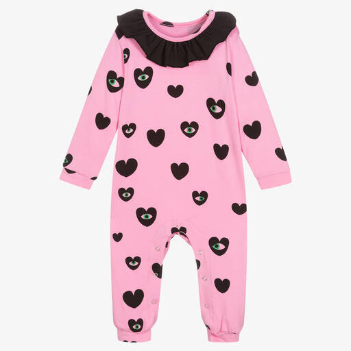 Wauw Capow-Baby Girls Pink Heart Romper | Childrensalon Outlet