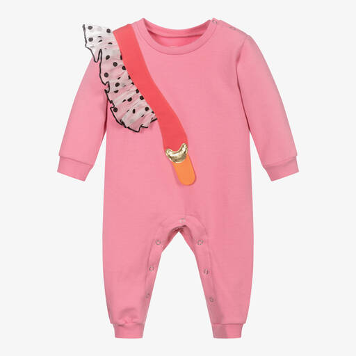 Wauw Capow-Baby Girls Pink Swan Romper | Childrensalon Outlet