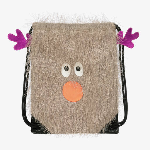 Wauw Capow-Beige flauschige Rentiertasche 31cm | Childrensalon Outlet