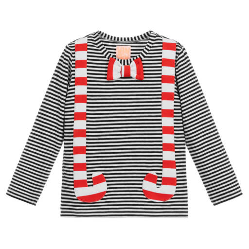 Wauw Capow-Black & Ivory Festive Top | Childrensalon Outlet