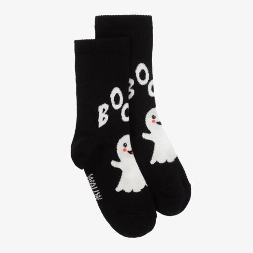 Wauw Capow-Boys Black Ghost Cotton Socks | Childrensalon Outlet