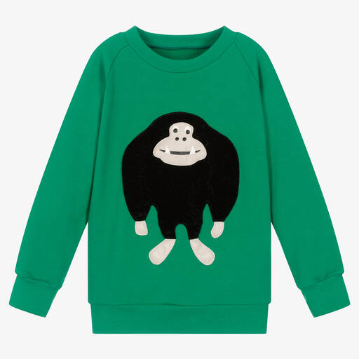 Wauw Capow-Зеленый свитшот с гориллой | Childrensalon Outlet