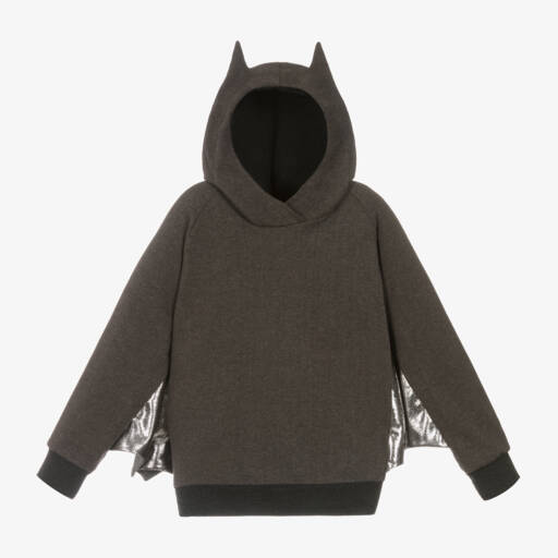 Wauw Capow-Boys Grey Bat Wing Hoodie | Childrensalon Outlet
