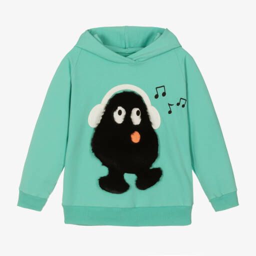 Wauw Capow-Boys Mint Green Monster Hoodie | Childrensalon Outlet
