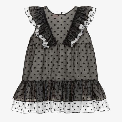 Wauw Capow-Kleid mit Punkten in Schwarz und Weiß | Childrensalon Outlet