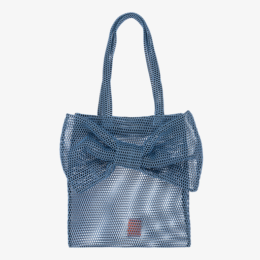 Wauw Capow-Blue Bow Mesh Tote Bag (38cm) | Childrensalon Outlet