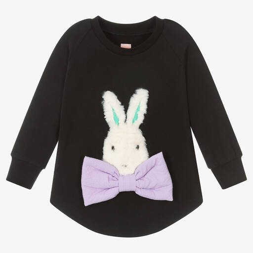 Wauw Capow-Черное платье с кроликом для девочек | Childrensalon Outlet